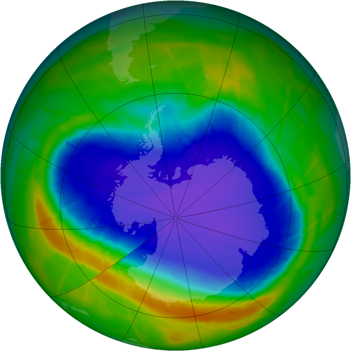 Antarctic ozone map for 04 October 2010